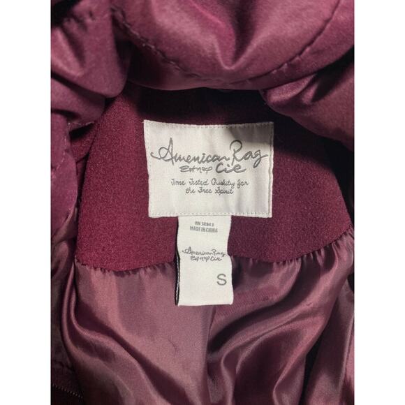 Burgundy American Rag Hooded Peacoat Jacket Size S - Picture 9 of 12